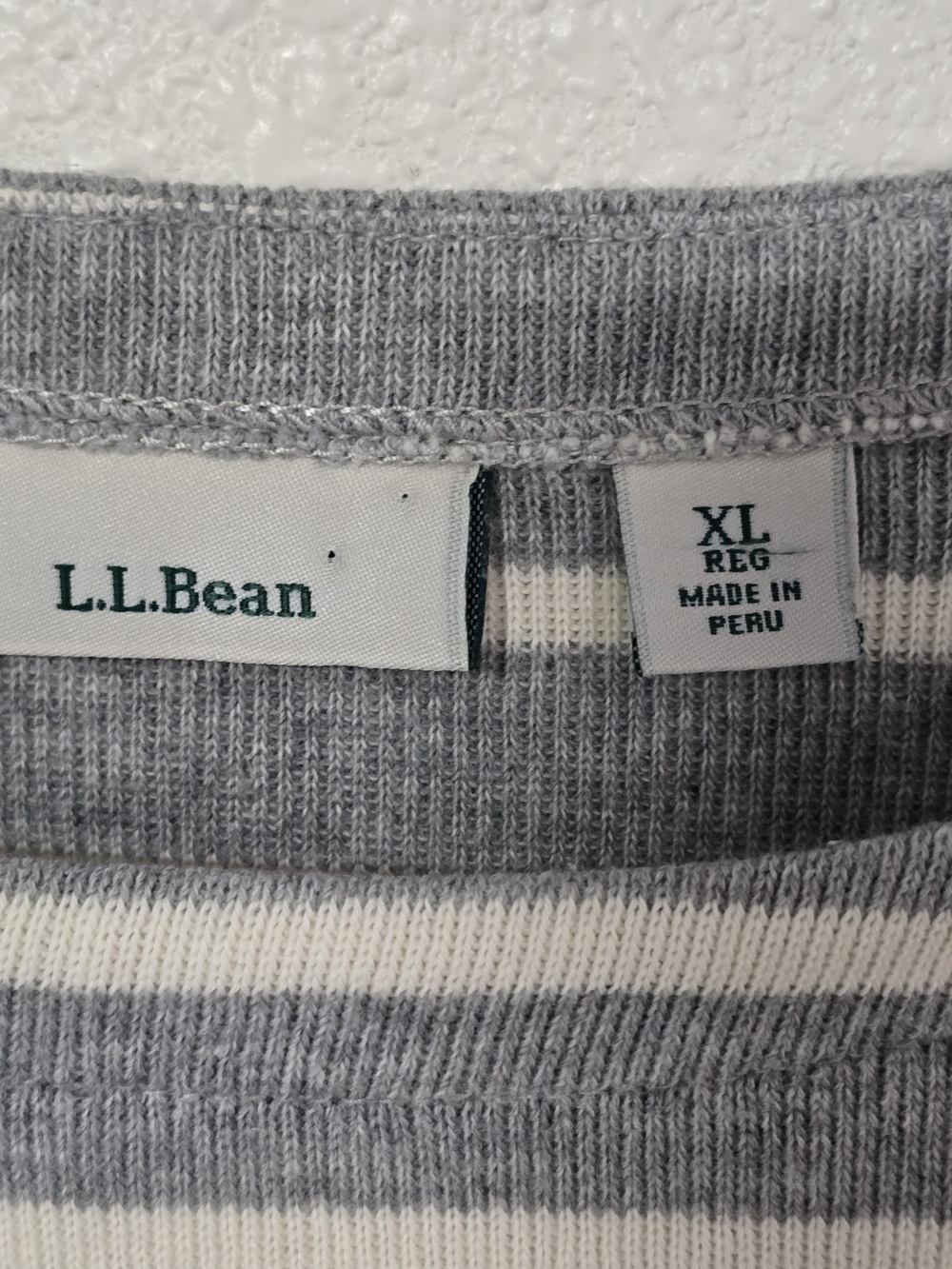 L.L.Bean Gray and White Striped Boatneck Top - Picture 3 of 7